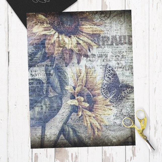 Rustic Sunflower Butterfly Ephemeral Decoupage Tissue Paper (Creator Uploaded)
