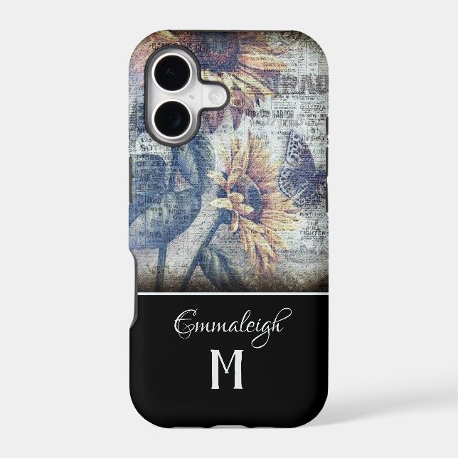 Rustic Sunflower Butterfly Ephemeral Monogram (Back)
