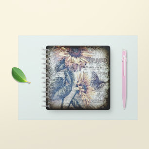 Rustic Sunflower Butterfly Ephemeral Recipe Notebook