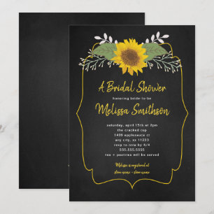 Rustic Sunflower Chalkboard Bridal Shower invite