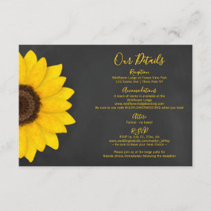 rustic sunflower chalkboard country wedding enclosure card