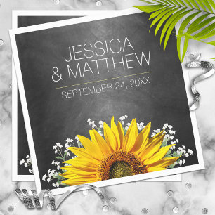 Rustic Sunflower Chalkboard Wedding Napkin