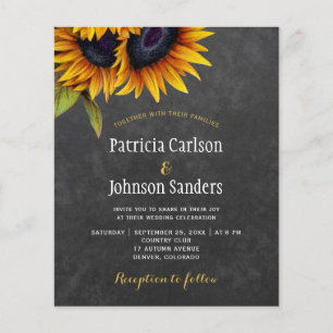 Rustic sunflower chic budget wedding invitation