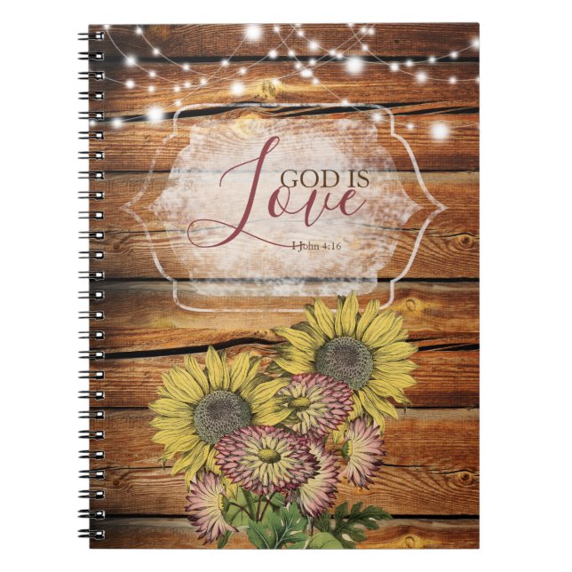 Rustic Sunflower Christian Journal Notebook (Front)