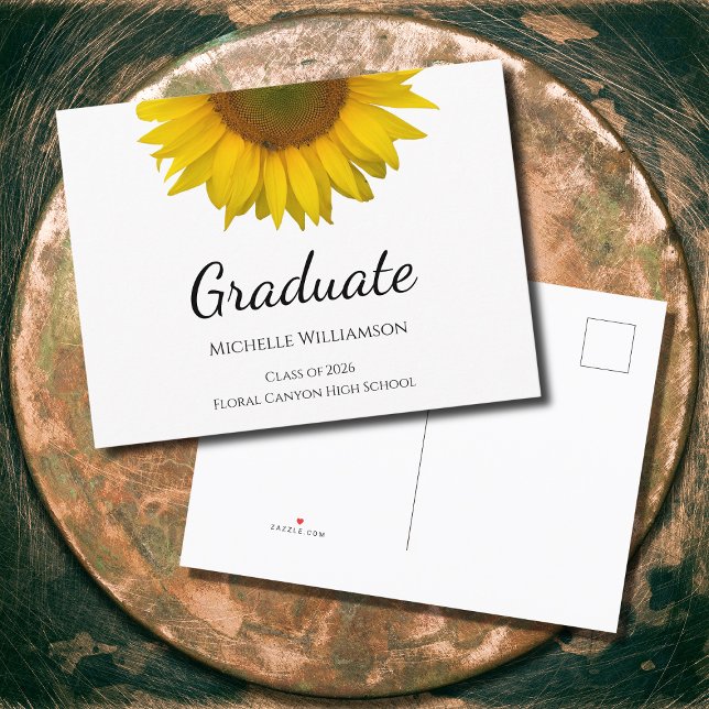 Rustic Sunflower Class of 2026 Graduation  Announcement Postcard (Creator Uploaded)