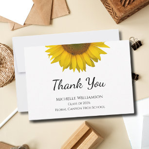 Rustic Sunflower Class of 2026 Graduation Thank You Card