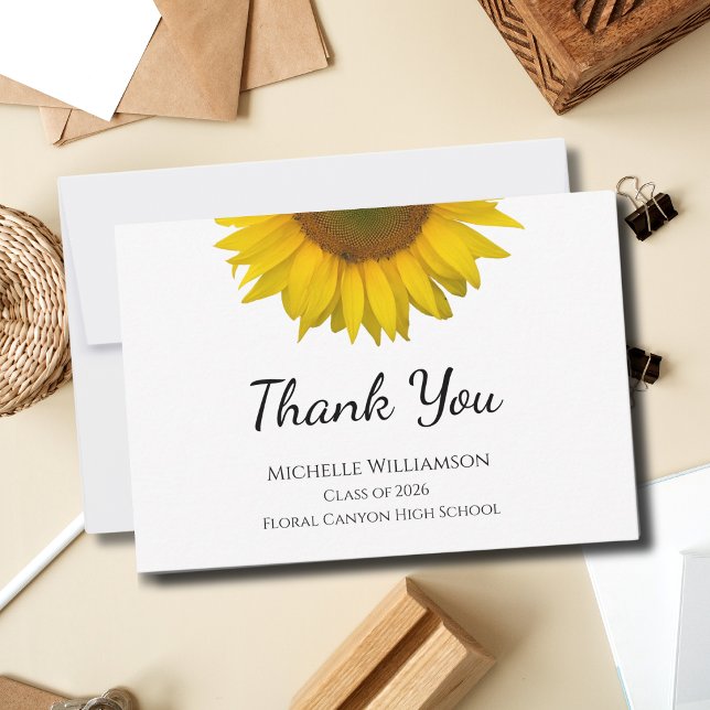 Rustic Sunflower Class of 2026 Graduation Thank You Card (Creator Uploaded)