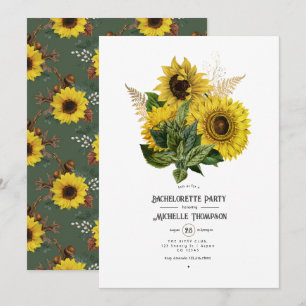 Rustic Sunflower Country Barn Bachelorette Party Invitation