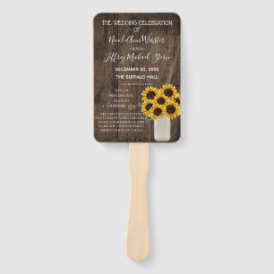 Rustic Sunflower Country Barn Wedding Program Hand Fan