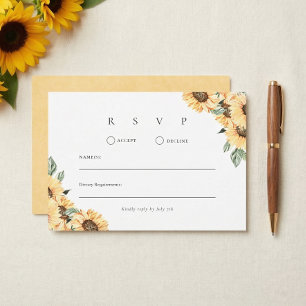 Rustic Sunflower Country Chic Wedding RSVP Card