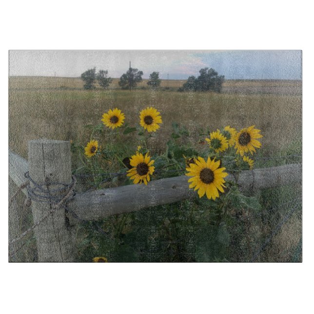Rustic Sunflower Country cutting board (Front)