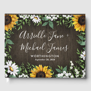 Rustic Sunflower Country Daisy Wedding Guest Book