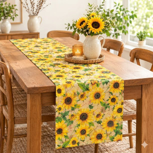 Rustic Sunflower Country Farmhouse Dining Décor Short Table Runner