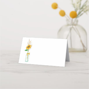 Rustic Sunflower Country Floral Wedding Party Place Card
