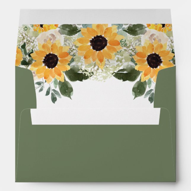 Rustic Sunflower Country Wedding Envelope (Back (Bottom))