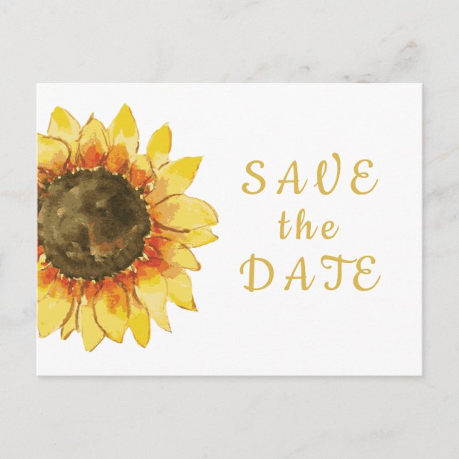 Rustic sunflower. Country wedding  Save the Date Invitation Postcard (Front)