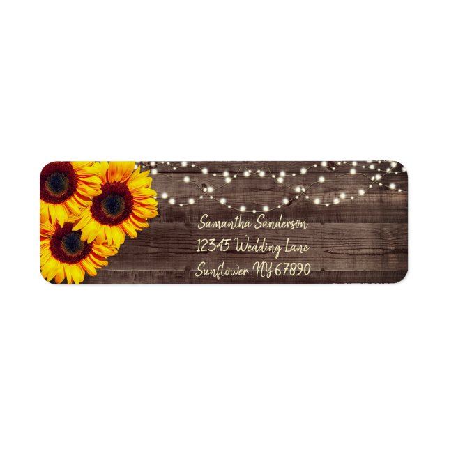 Rustic Sunflower Country Wood Return Address (Front)