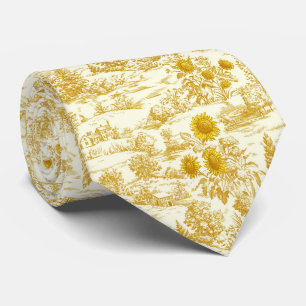 Rustic Sunflower Countryside Toile in Warm Tones Tie