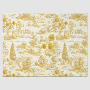 Rustic Sunflower Countryside Toile in Warm Tones Tissue Paper
