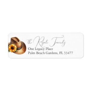 Rustic Sunflower Cowboy Hat Return Address