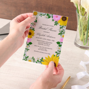 Rustic Sunflower Daisy Floral Bridal Shower Vellum Invitations