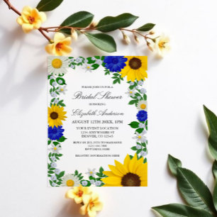 Rustic Sunflower Daisy Floral Bridal Shower Vellum Invitations