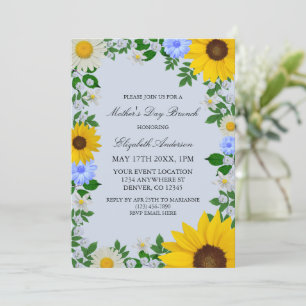 Rustic Sunflower Daisy Floral Mother's Day Invitation