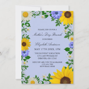 Rustic Sunflower Daisy Floral Mother's Day Invitation