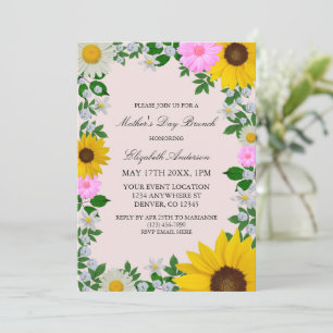 Rustic Sunflower Daisy Floral Mother's Day Invitation