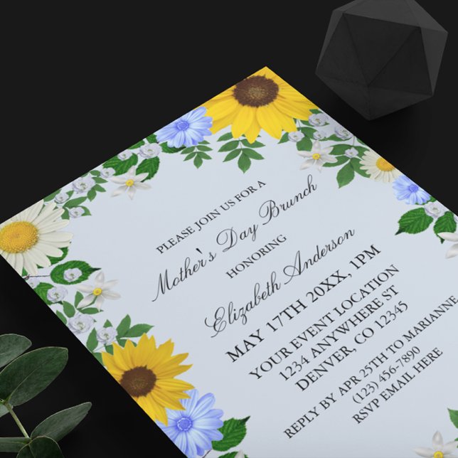 Rustic Sunflower Daisy Floral Mother's Day Invitation (Creator Uploaded)