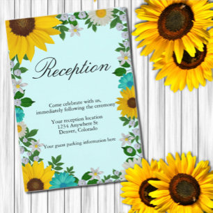 Rustic Sunflower Daisy Floral Reception Enclosure Card