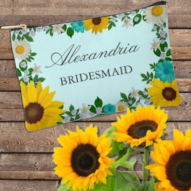 Rustic Sunflower Daisy Floral Wedding Accessory Pouch (Creator Uploaded)