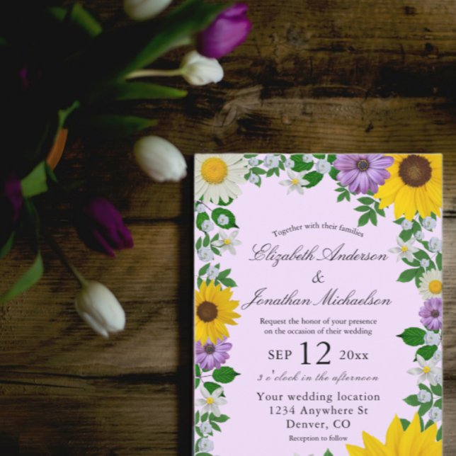 Rustic Sunflower Daisy Floral Wedding Invitation (Creator Uploaded)