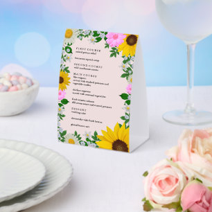 Rustic Sunflower Daisy Floral Wedding Menu