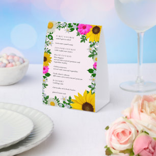 Rustic Sunflower Daisy Floral Wedding Menu