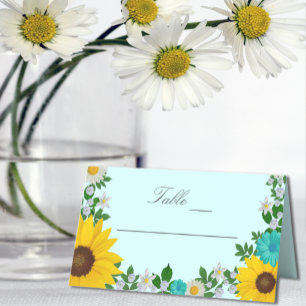 Rustic Sunflower Daisy Floral Wedding Place Card