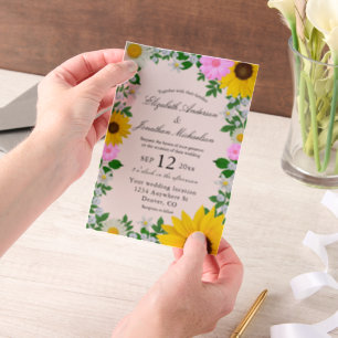 Rustic Sunflower Daisy Floral Wedding Vellum Invitations