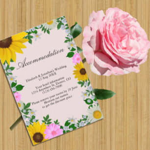 Rustic Sunflower Daisy Wedding Accommodation Enclosure Card