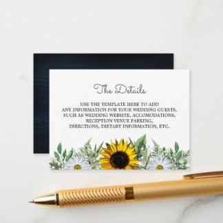 Rustic Sunflower|Daisy Wedding Enclosure Card
