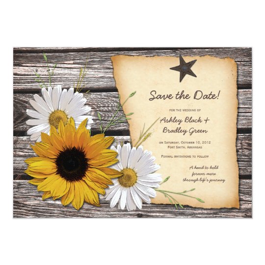 Rustic Sunflower Daisy Wedding Save the Date Card
