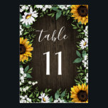 Rustic Sunflower Daisy Wedding Table Number Cards<br><div class="desc">Rustic Sunflower Daisy Wedding Table Number Cards  - feature a barn wood background decorated with watercolor daisies,  sunflowers,  greenery,  baby's breath,  and lily of the valley.</div>