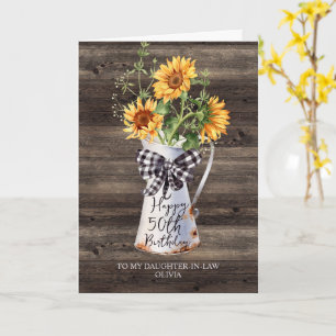 Rustic Sunflower Daughter In Law 50th Birthday Card