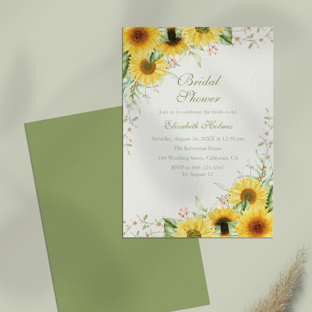 Rustic Sunflower Delight Bridal Shower Invitation (Rustic Sunflower Delight Bridal Shower Invitation on a table.)