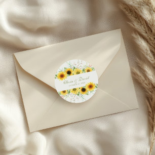 Rustic Sunflower Delight Wedding Classic Round Sticker
