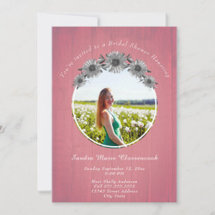 Rustic Sunflower Dusty rose Wedding Bridal Shower Invitation