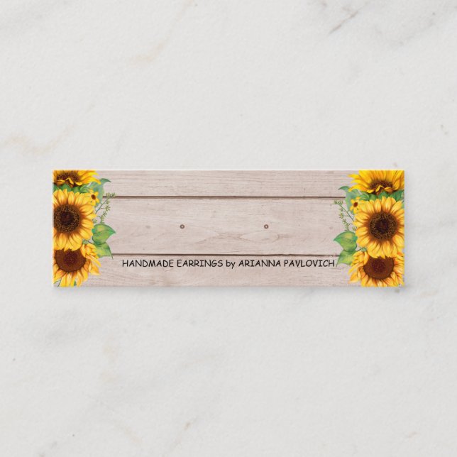 Rustic Sunflower Earrings Display  Business Card (Front)