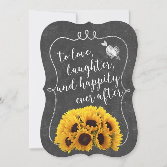Rustic Sunflower Elegant Chalkboard Wedding Invitation (Front)