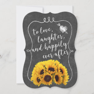 Rustic Sunflower Elegant Chalkboard Wedding Invitation