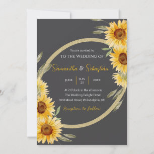 Rustic Sunflower Elegant Wedding Invitation