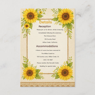 Rustic Sunflower Enclosure Card